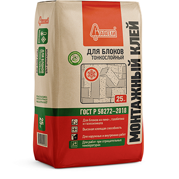 Монтажный клей для блоков тонкослойный (зимний) 25 кг